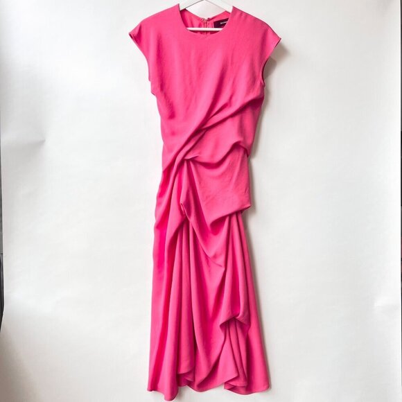 Sies Marjan Paloma draped crepe midi dress, pink, Size 2 - Picture 5 of 14